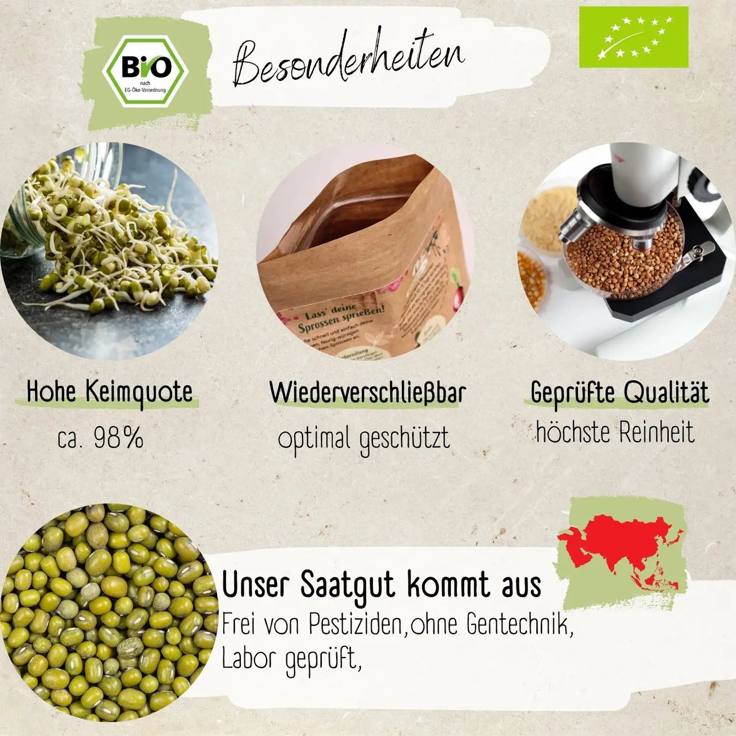 Bio Mungbohnesprossen Samen 200g
