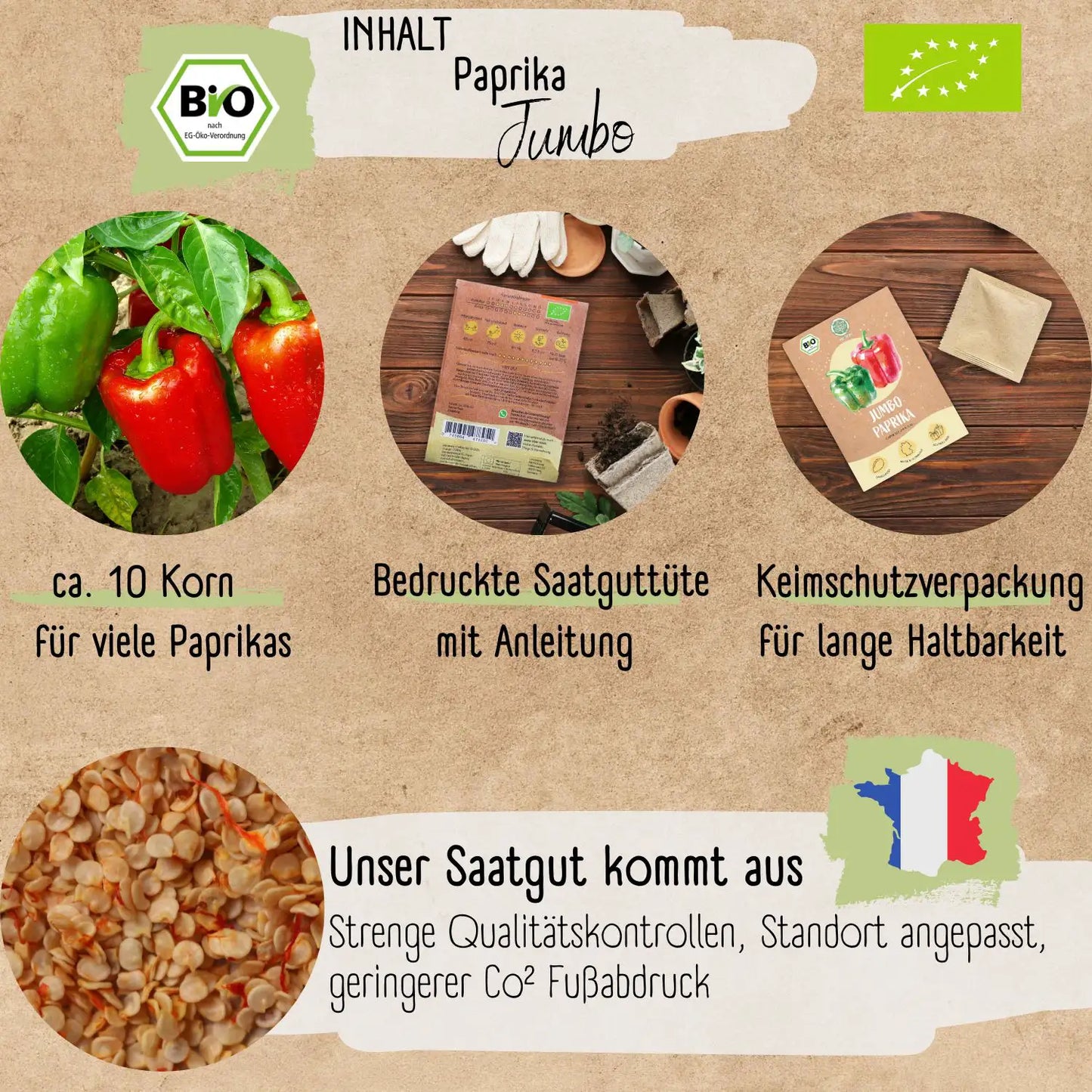 Bio Paprika Jumbo mild Samen