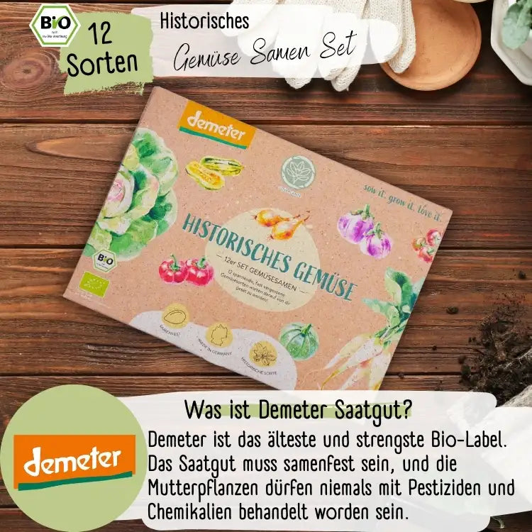 Dein 12 Demeter Historisches Gemüse Samen Set