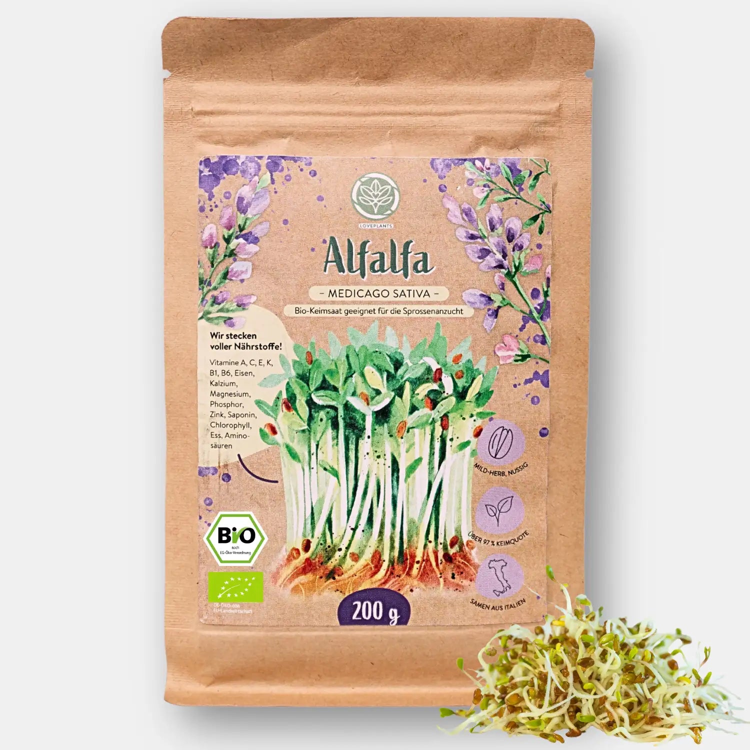 Bio Alfalfa Sprossen Samen kaufen ➤ Bio-zertifiziert