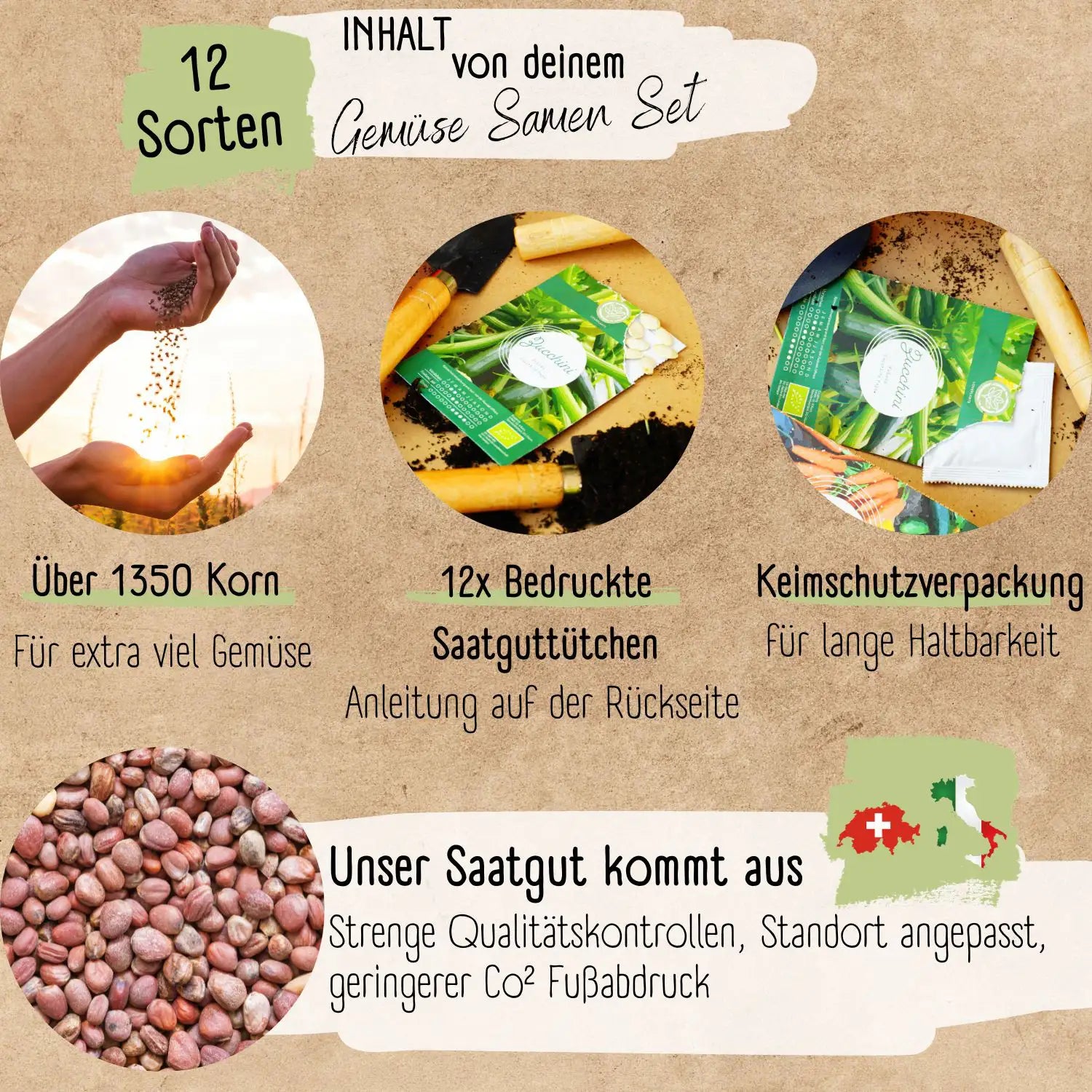Bio Gemuesesamen Set mit vielen Gemüsesorten