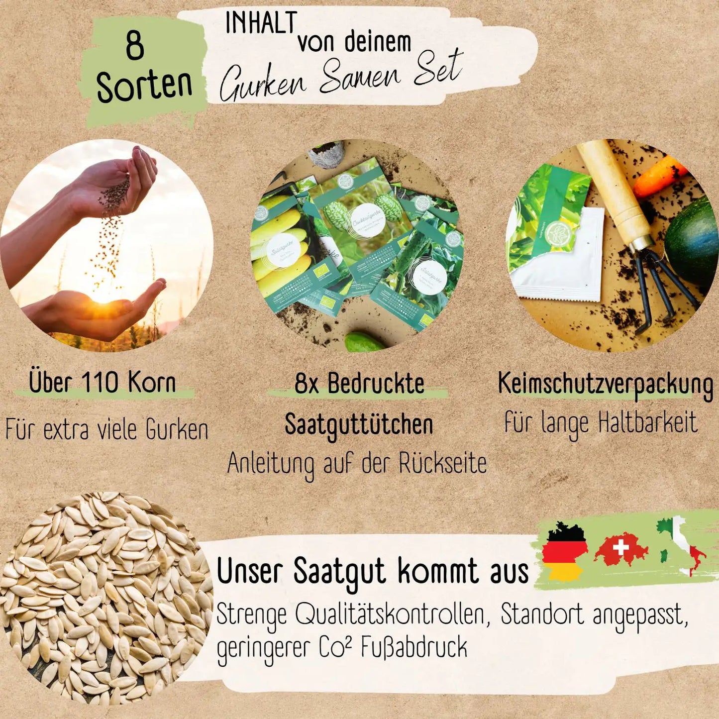 Bio Gurkensamen Set mit vielen Sorten
