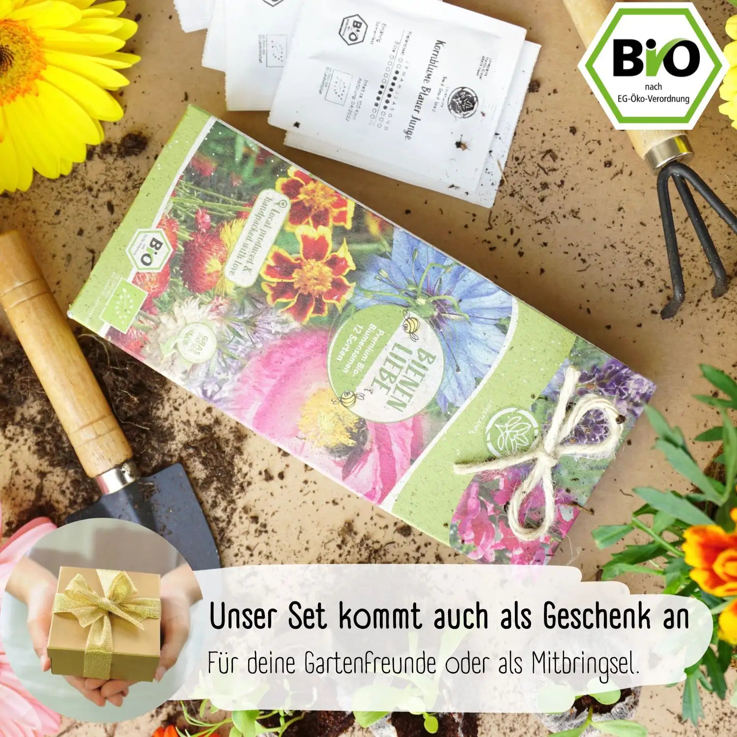 Unser Bio Bienenblumen Samen Set auch als Geschenk geeignet