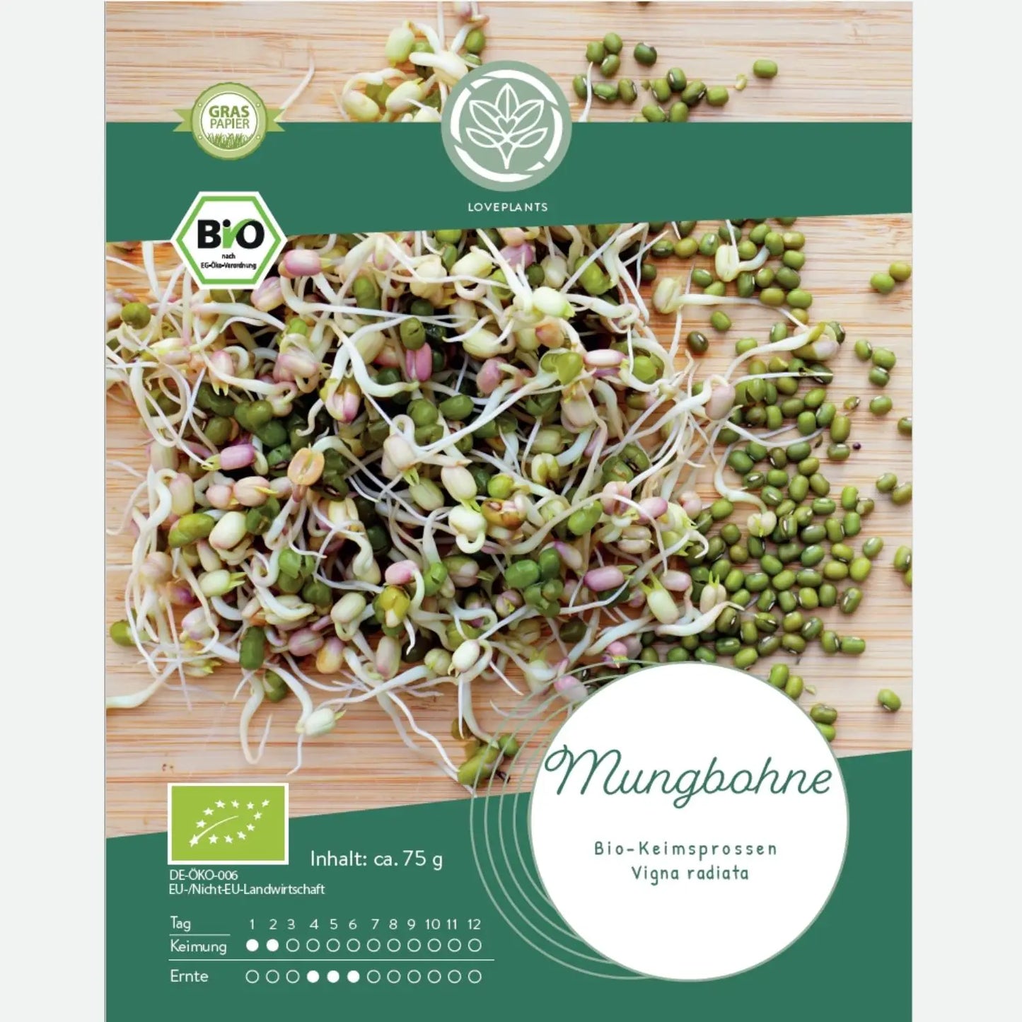 Bio Mungbohnesprossen Samen 75g