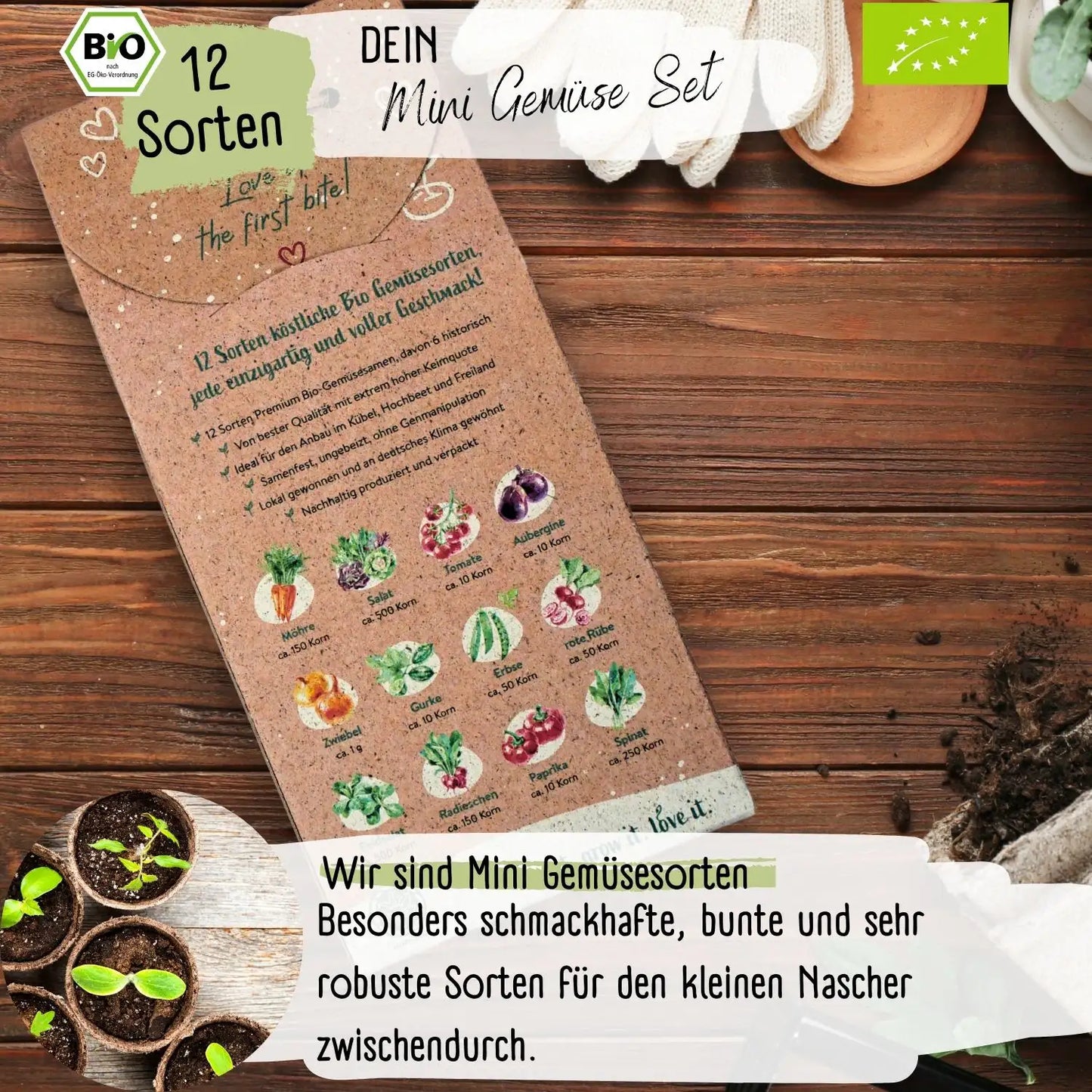 Dein 12 Bio Balkon & Hochbeet Gemüsesamen Set