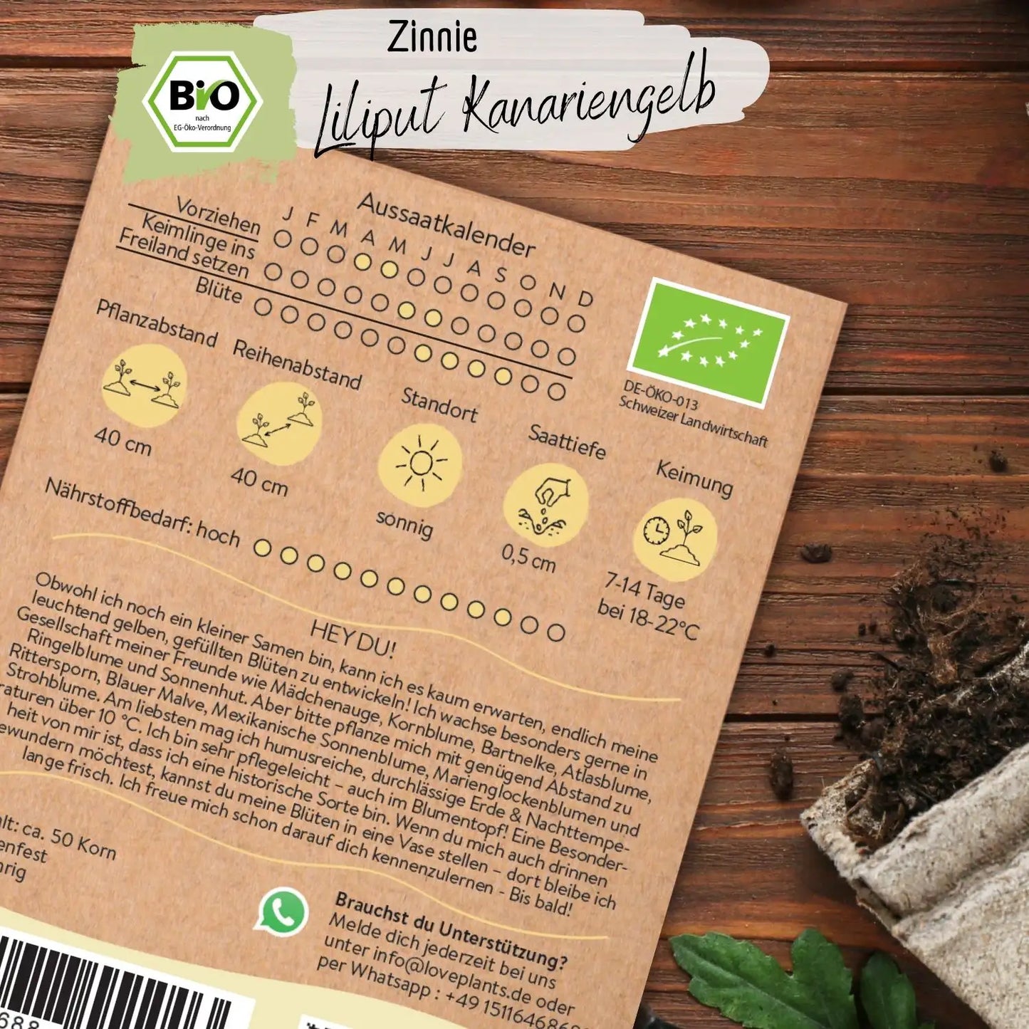 Bio Zinnie Samen Liliput Kanariengelb