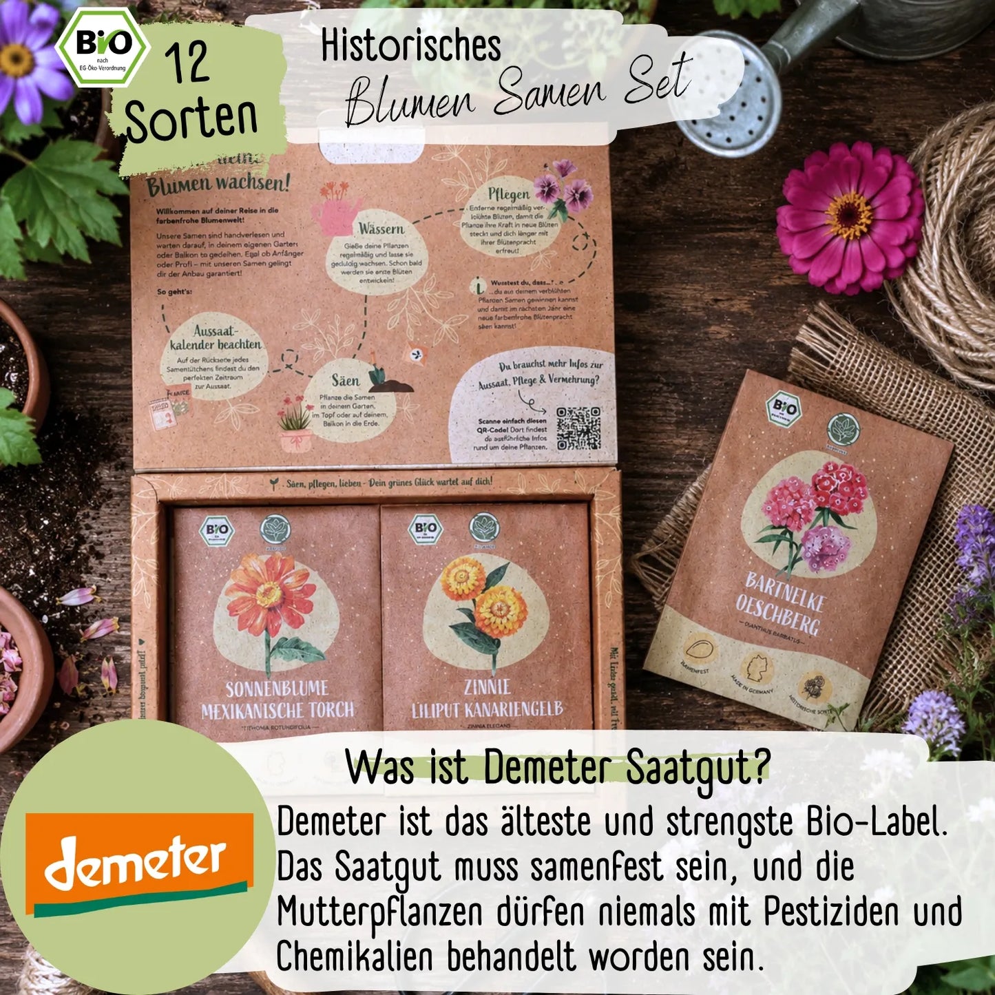 Dein 12 Demeter Historisches Blumen Samen Set
