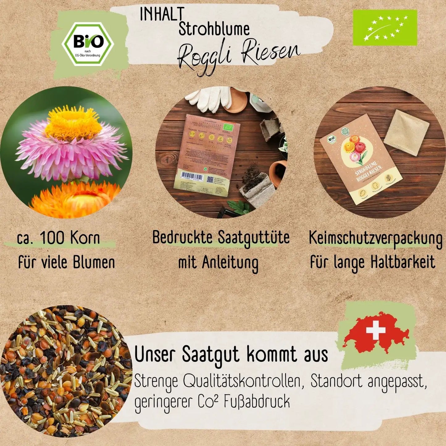Bio Strohblume Samen Roggli Riesen
