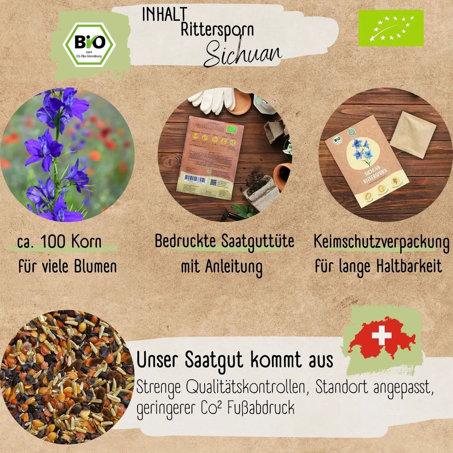 Bio Rittersporn Sichuan Samen