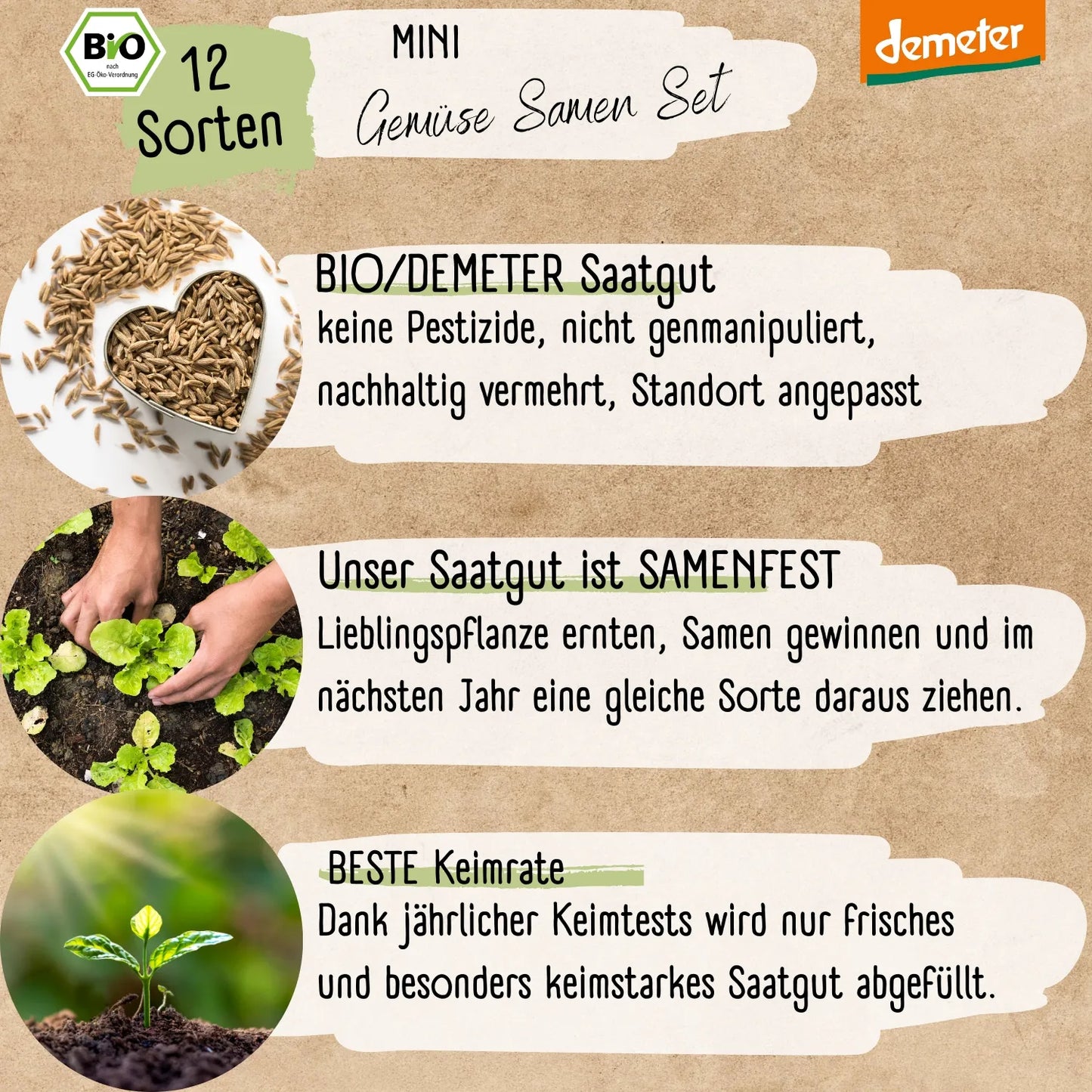 Dein 12 Demeter Mini Gemüse Samen Set