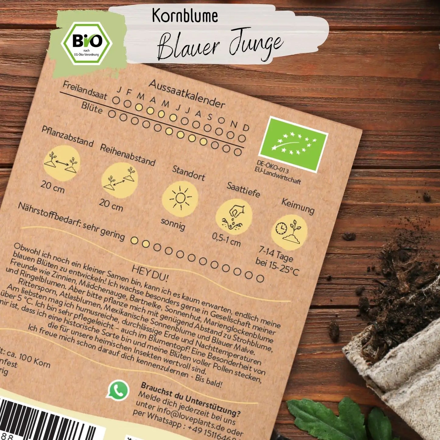 Bio Kornblume Blauer Junge Samen