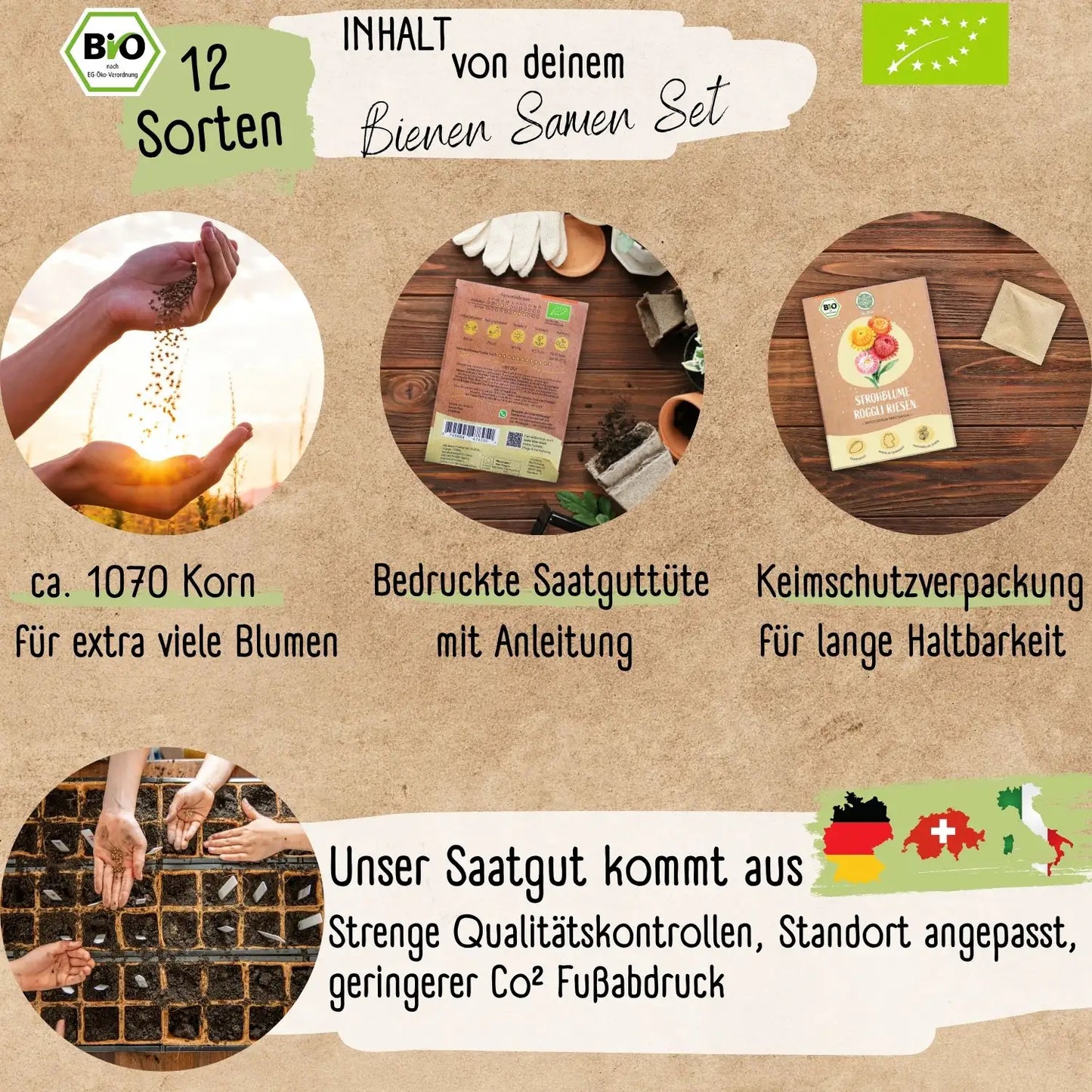 Dein 12 Bio Bienen Blumensamen Set