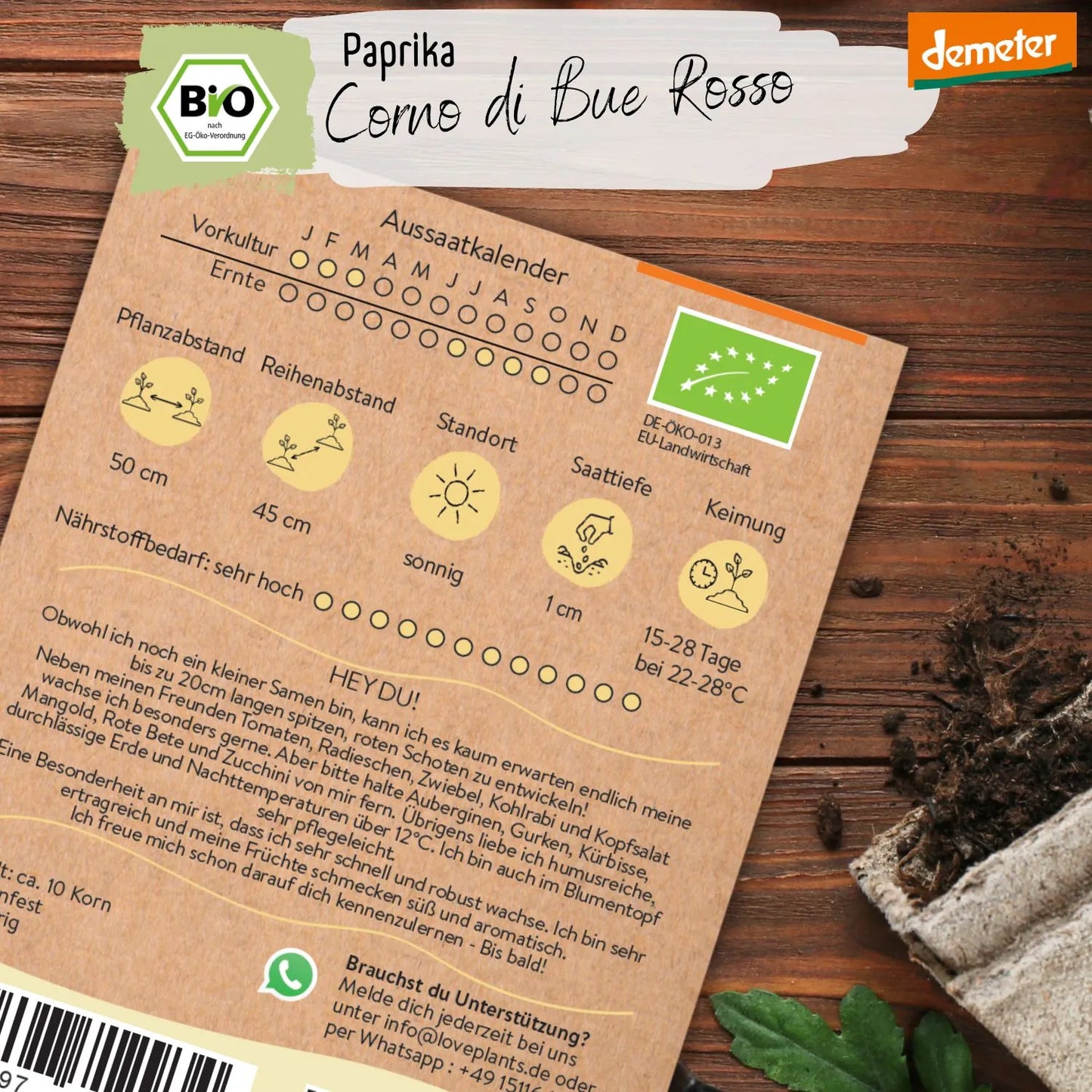 Bio Paprika Corno di bue Rosso Samen