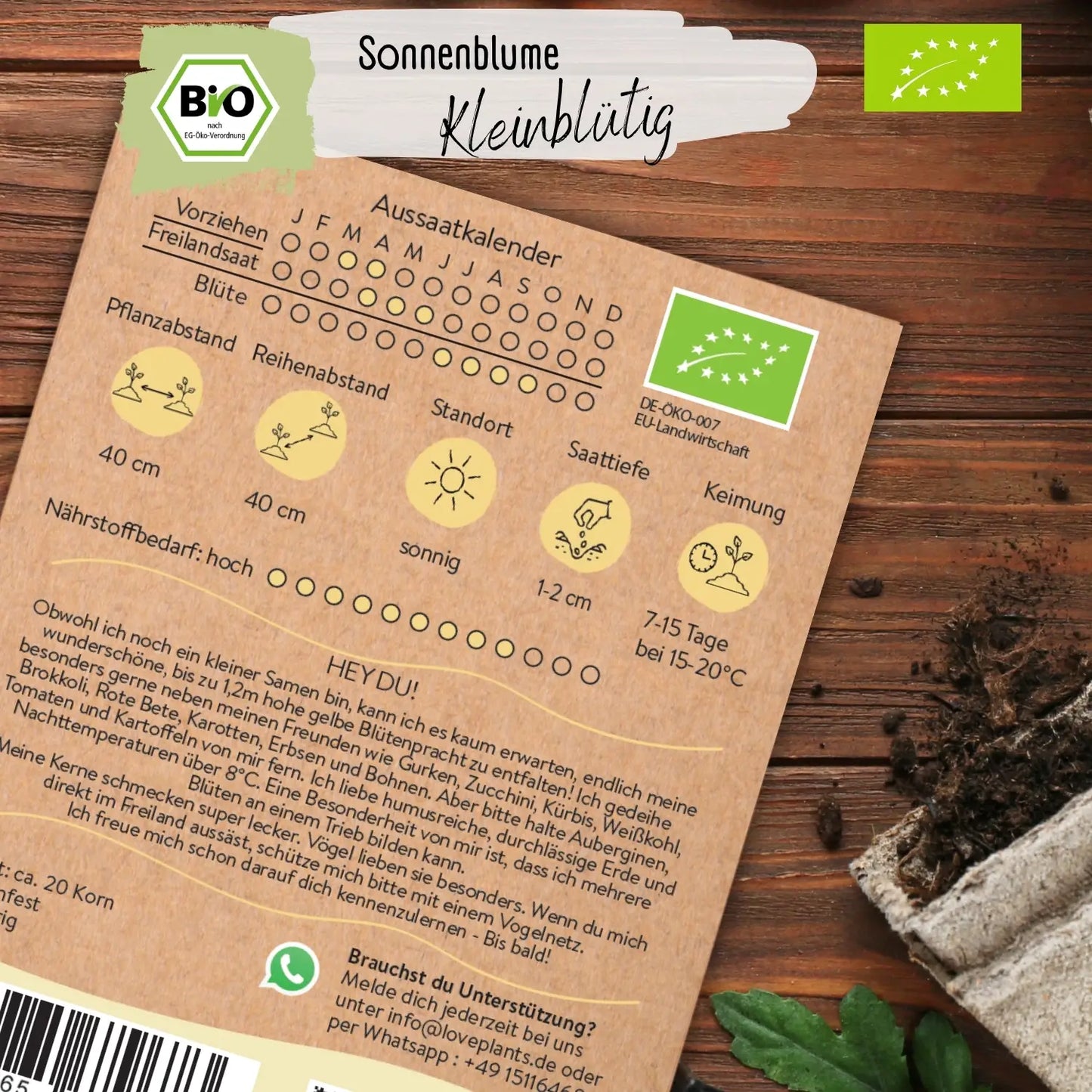 Bio kleinblütige Sonnenblumen Samen