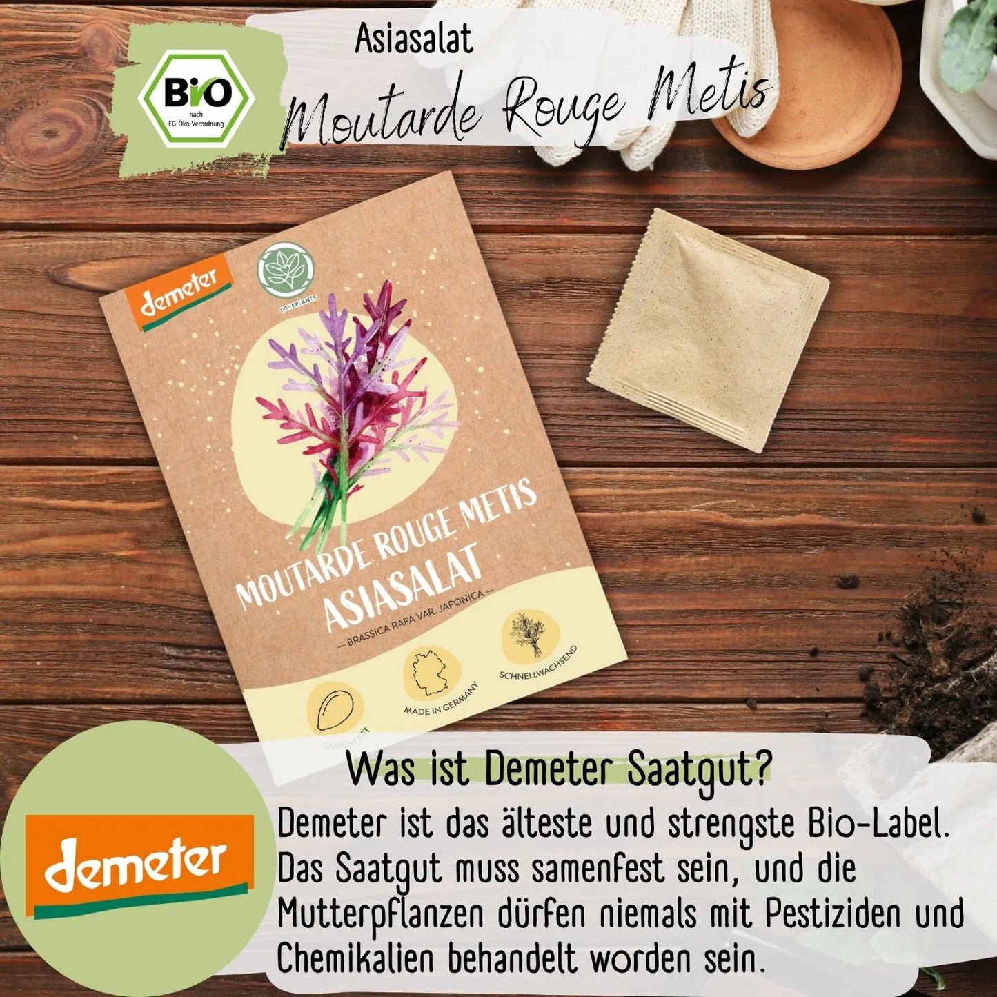 Demeter Asiasalat Purple Mizuna Samen