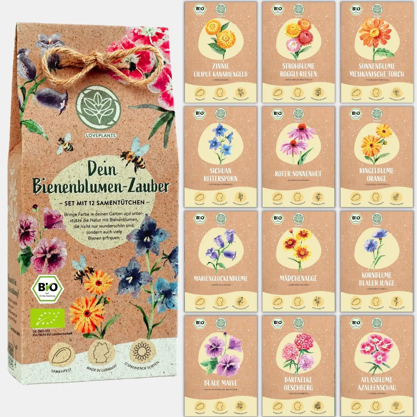 Dein 12 Bio Bienen Blumensamen Set