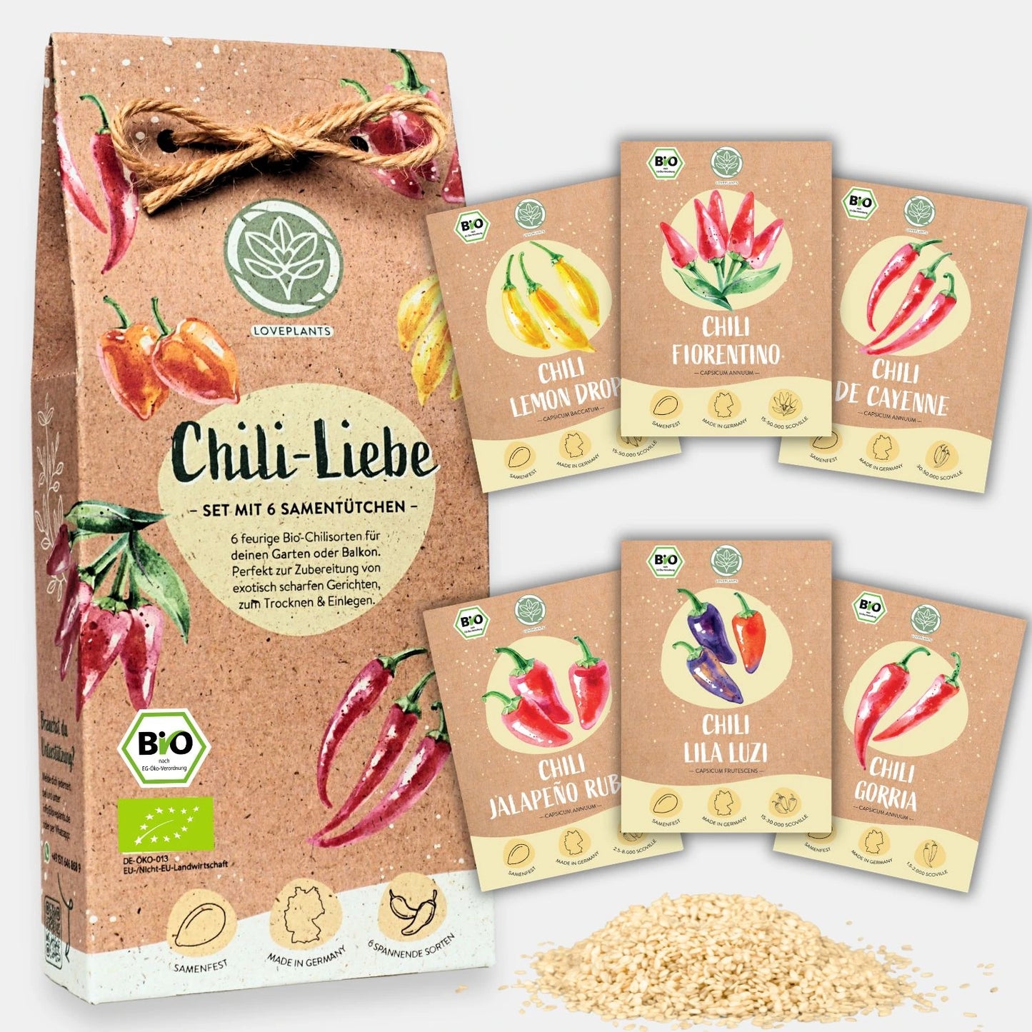 Dein 6 Bio Chili Samen Set