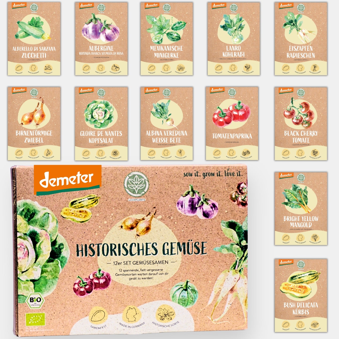 Dein 12 Demeter Historisches Gemüse Samen Set