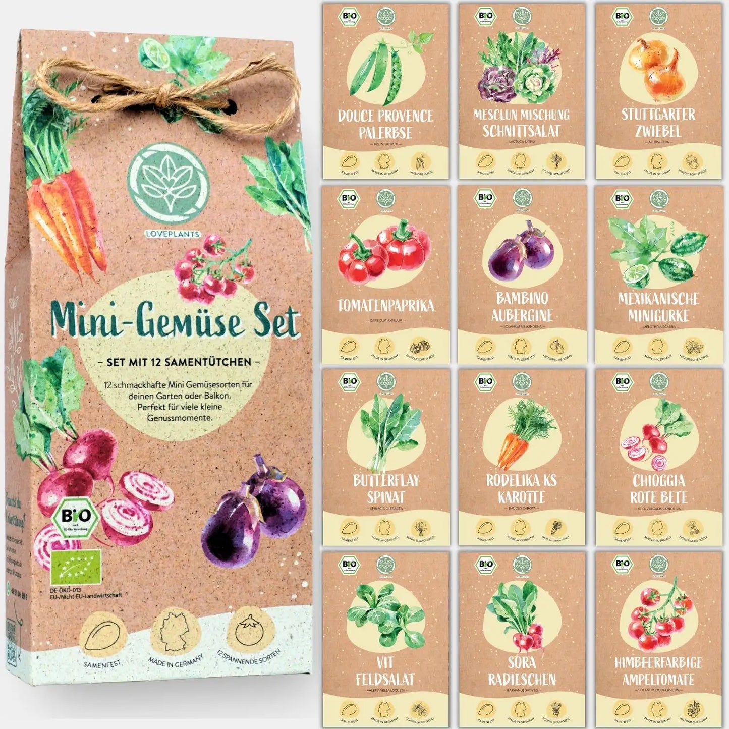 Dein 12 Bio Balkon & Hochbeet Gemüsesamen Set