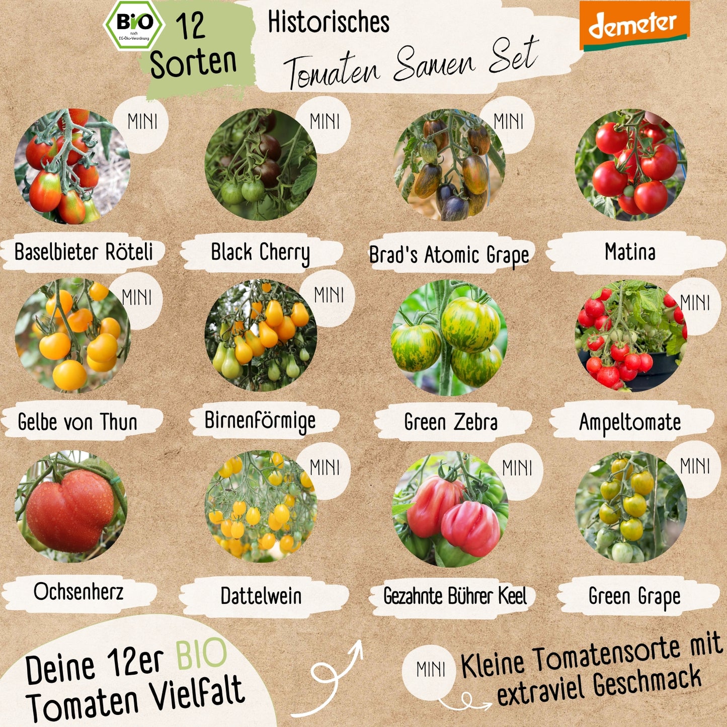 Dein 12 Demeter Historisches Tomaten Samen Set